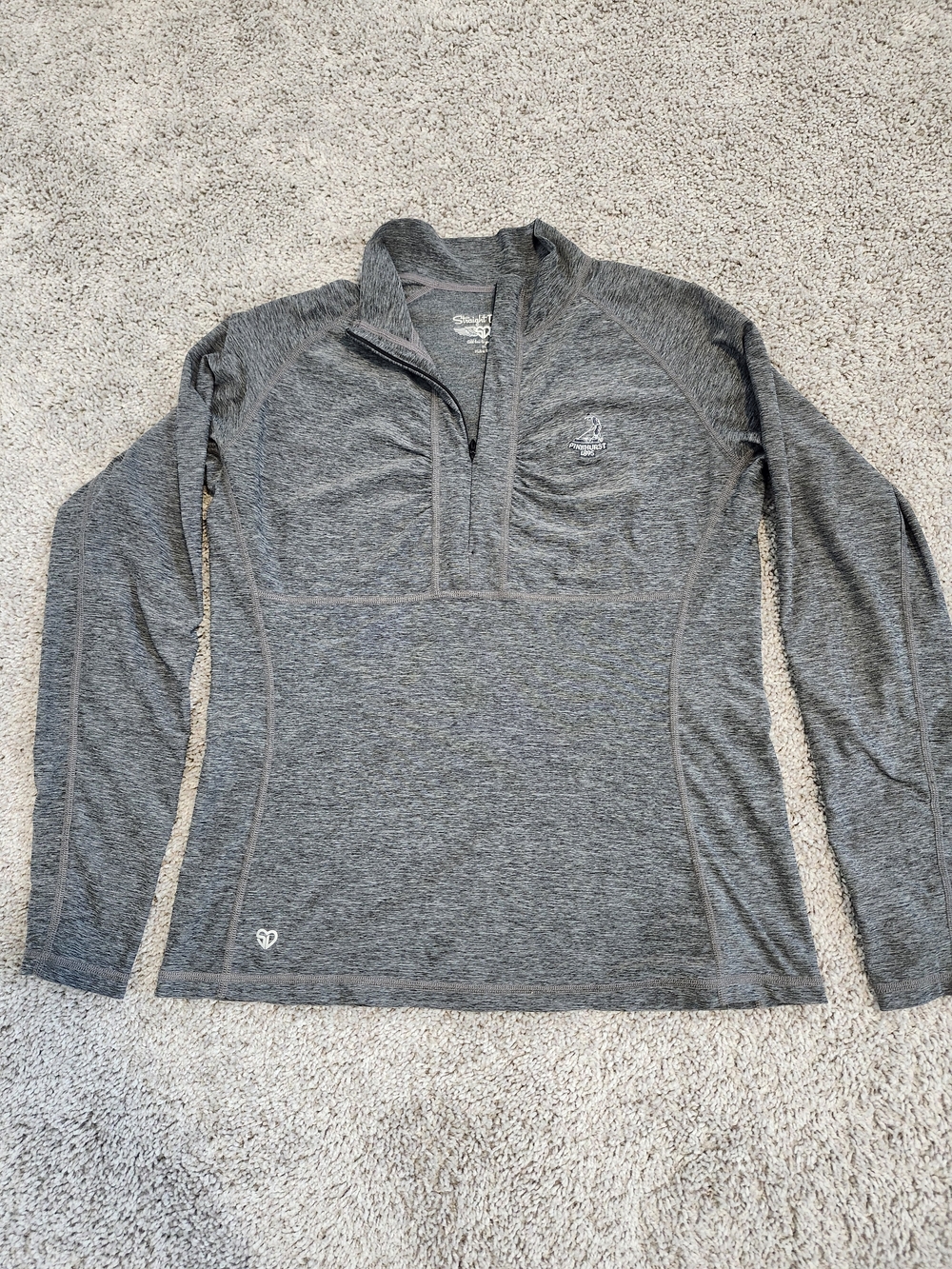 Straight Down Women’s 1/4 Zip Golf Pullover Grey - Pinehurst Logo  Medium